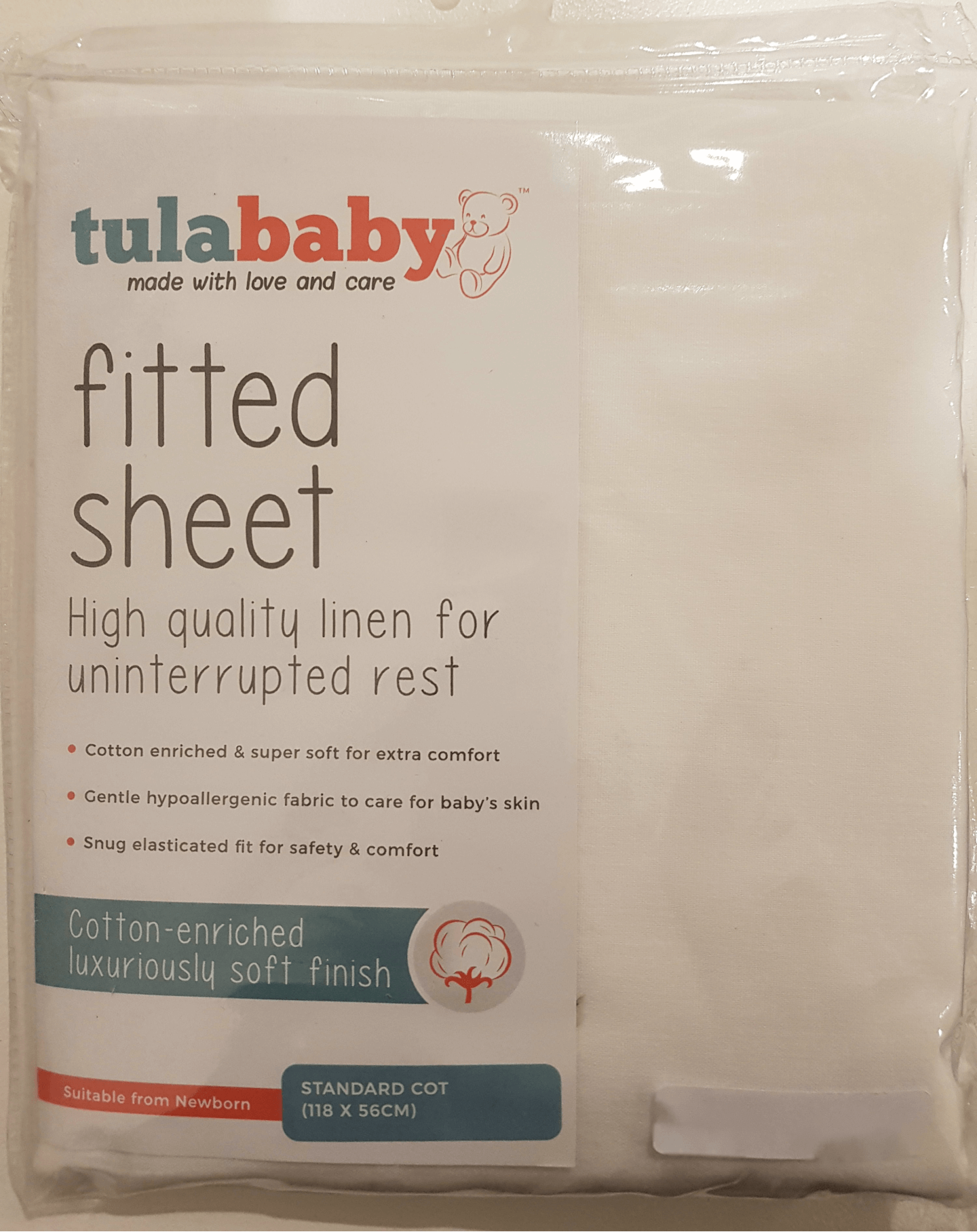 Tula Baby Std Cot Fitted Sheet (White)