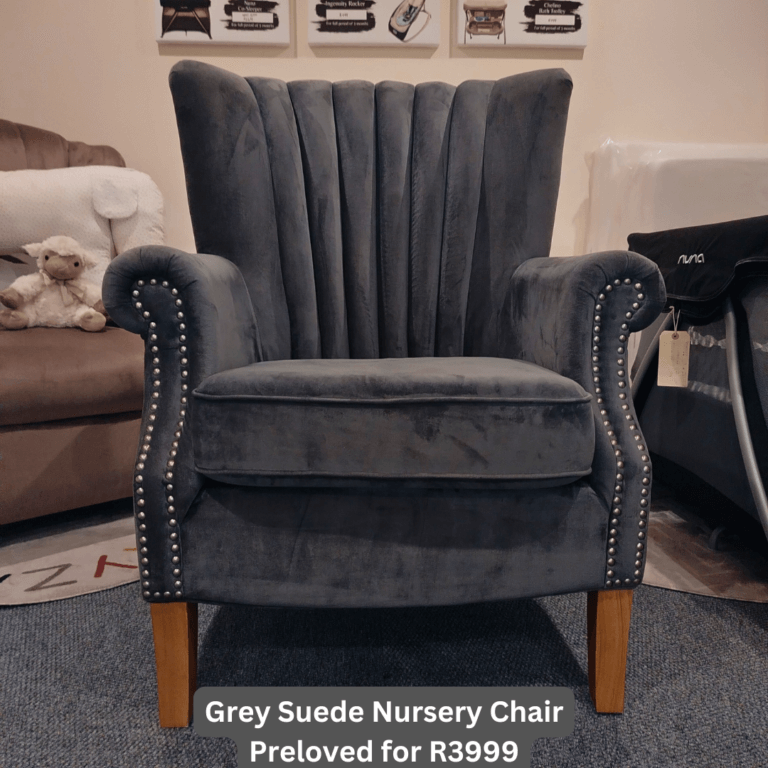 Grey Suede Nursery Chair Preloved for R3999