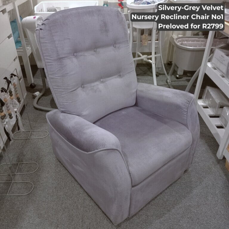 Silvery-Grey Velvet Nursery Recliner Chair