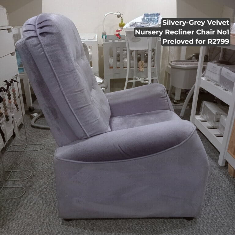 Silvery-Grey Velvet Nursery Recliner Chair