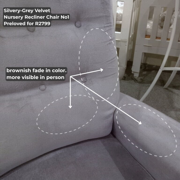 Silvery-Grey Velvet Nursery Recliner Chair