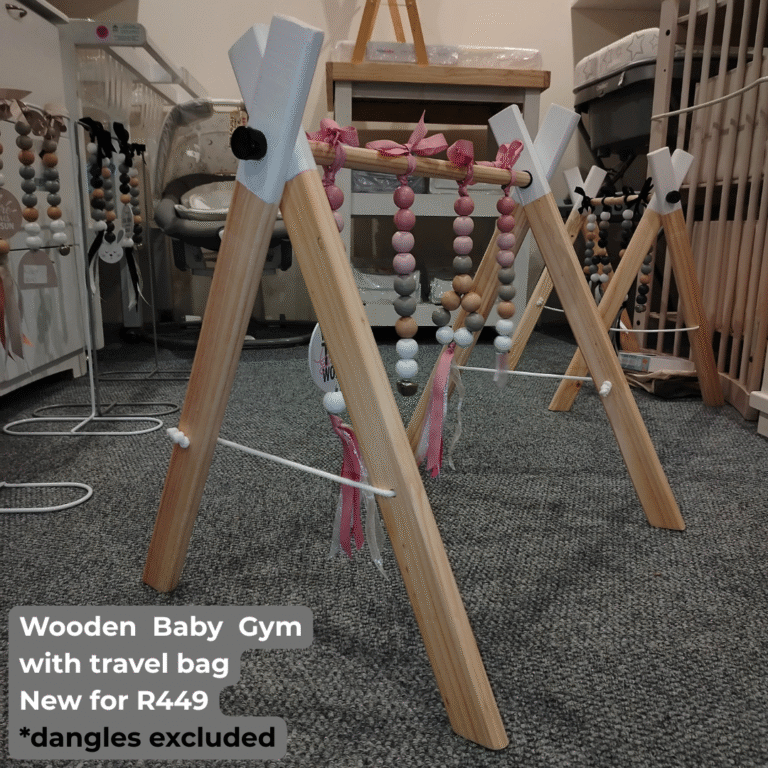 White Wooden Baby Gym with Travel Bag
