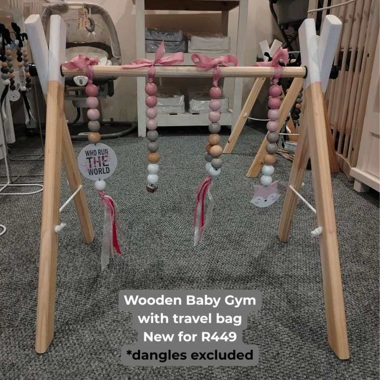White Wooden Baby Gym with Travel Bag