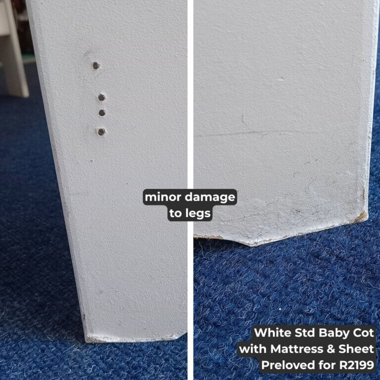 White Std Baby Cot with Mattress & Sheet