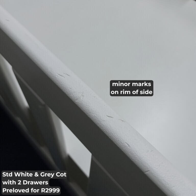 Std White & Grey Cot with 2 Drawers